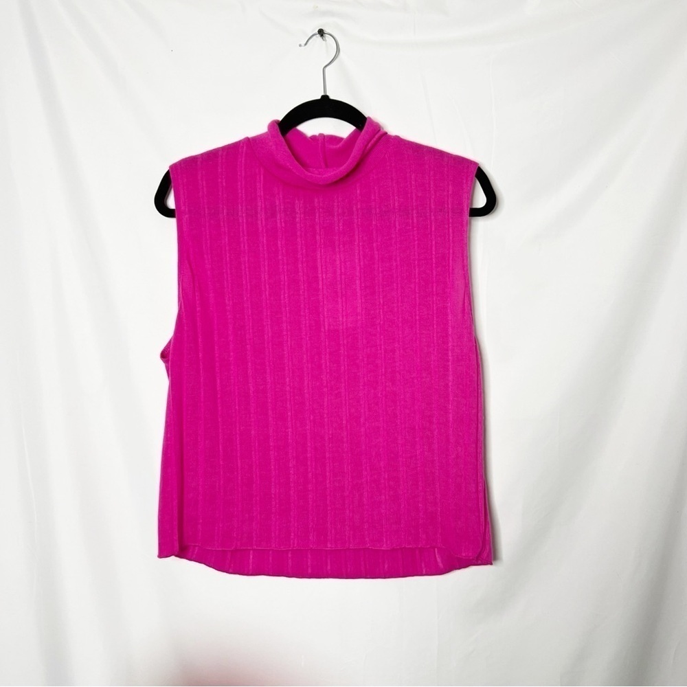 NEW with tag Zara Ribbed Mock Neck Sleevless Pink Top Size Large